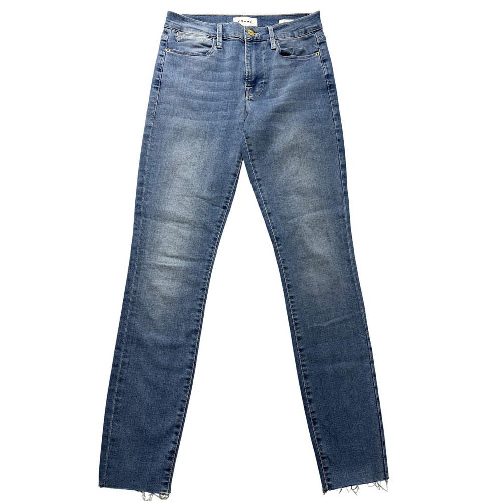 Frame Jeans Womens Size‎ 27 Blue Le High Skinny High Rise Raw Hem Stretch Denim